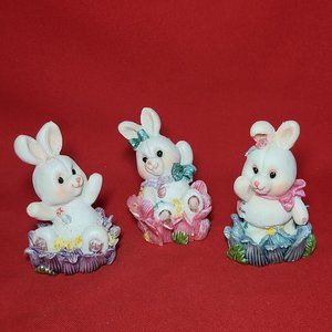 VTG Ks Collection Easter Decor Bunny Rabbit Figurine Set of 3